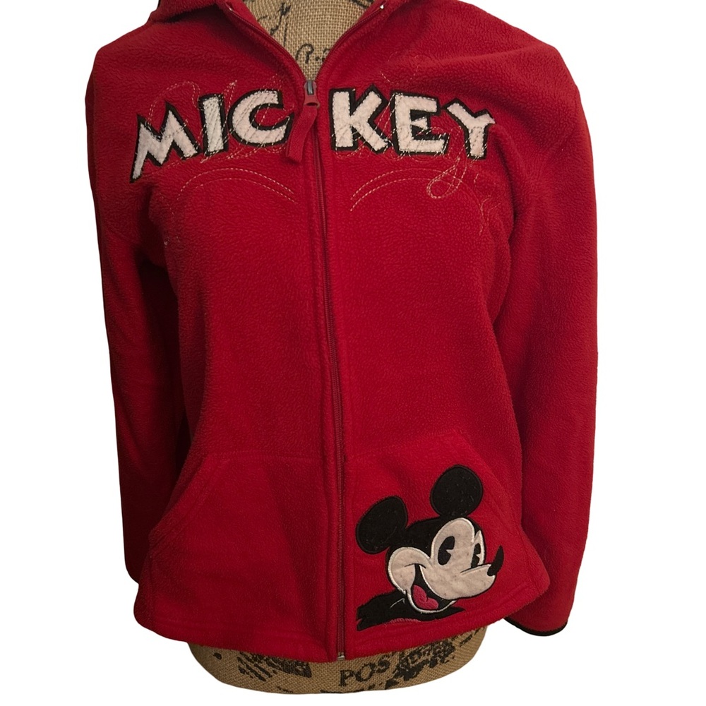 Disney Red Mickey Mouse Zip-Up Fleece Sweatshirt